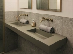 Plan vasque double lavabo, sur mesure : L 120 à 201 x P 40 à 51 cm, finition lisse, 10 couleurs au choix, Anti bactérien, résine Akrytan® teinté dans la masse, Livraison Offerte.